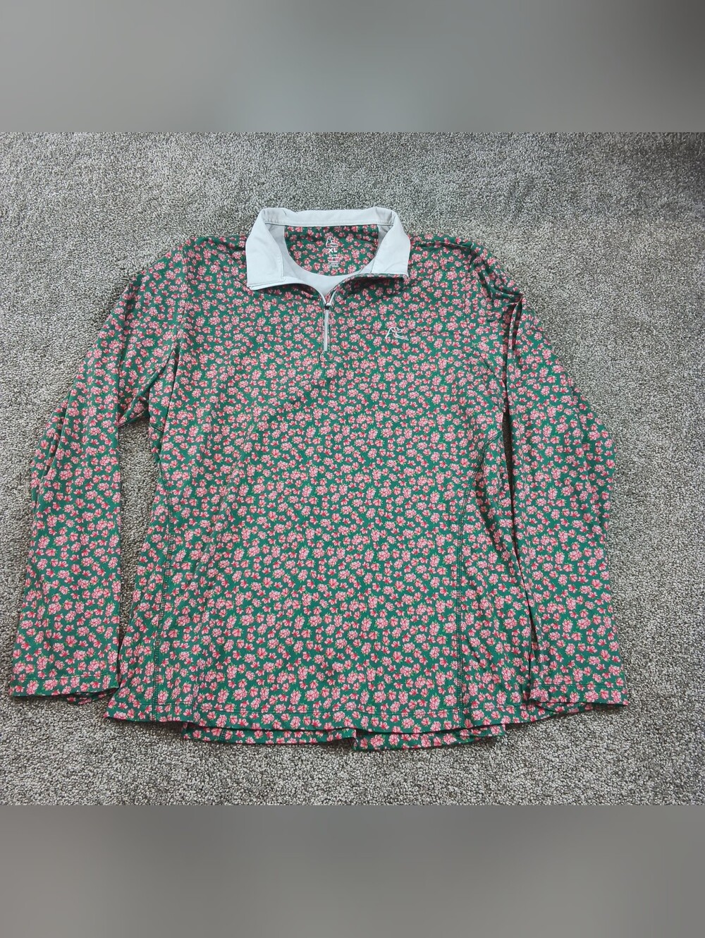 Rhoback Women's Quarter Zip Long Sleeve Golf Size XL Floral Performance Shirt - Picture 1 of 5